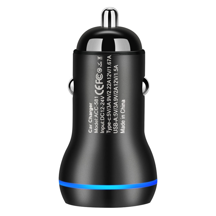 ACC-581 PD 20W + QC3.0 Type-C / USB-C + USB Fast Charging Car Charger, ACC-581