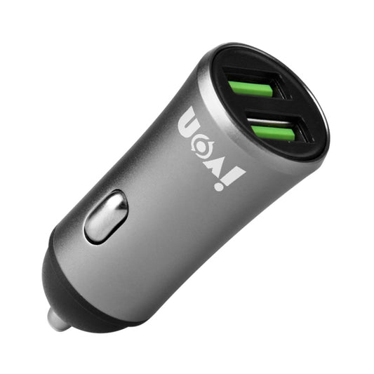 IVON CC26 5V 2.1A Dual USB Port Mini Car Charger, CC26 Grey