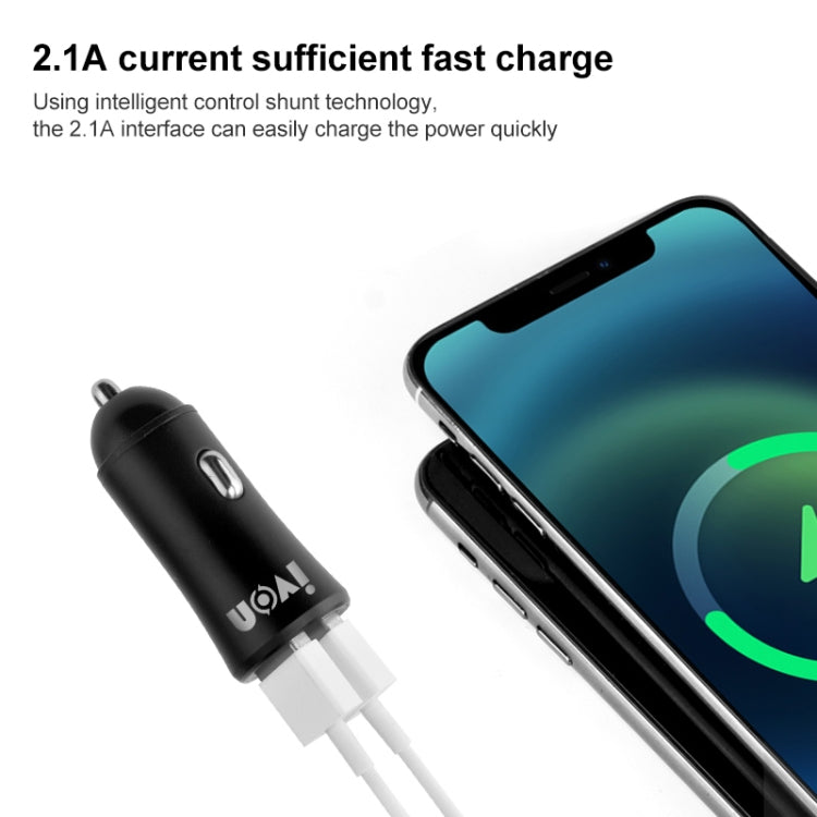 IVON CC26 5V 2.1A Dual USB Port Mini Car Charger, CC26 Grey