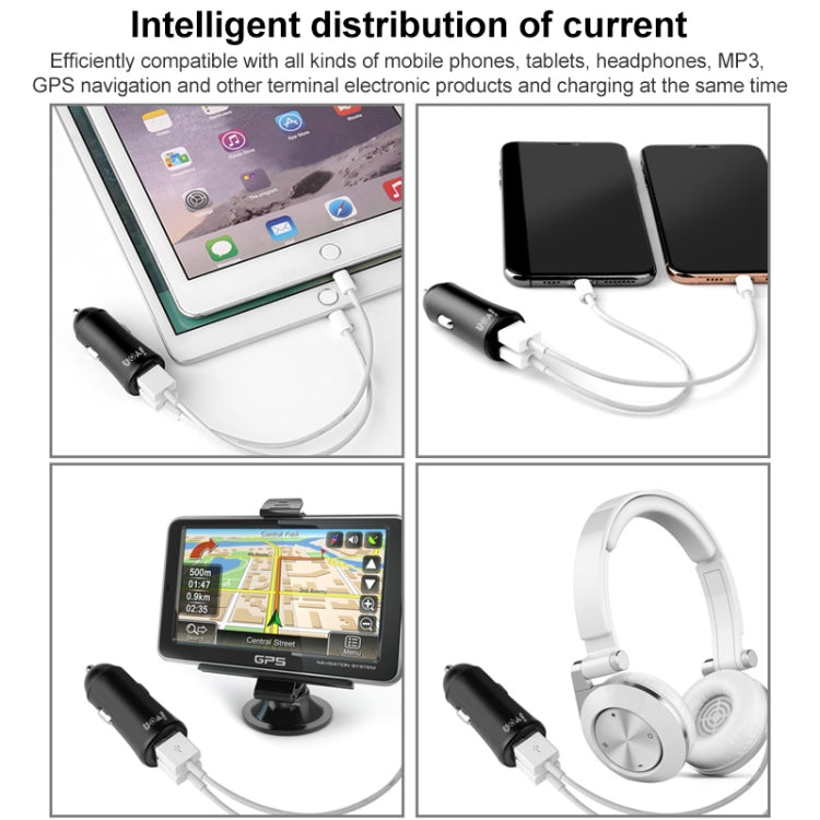 IVON CC26 5V 2.1A Dual USB Port Mini Car Charger, CC26 Grey