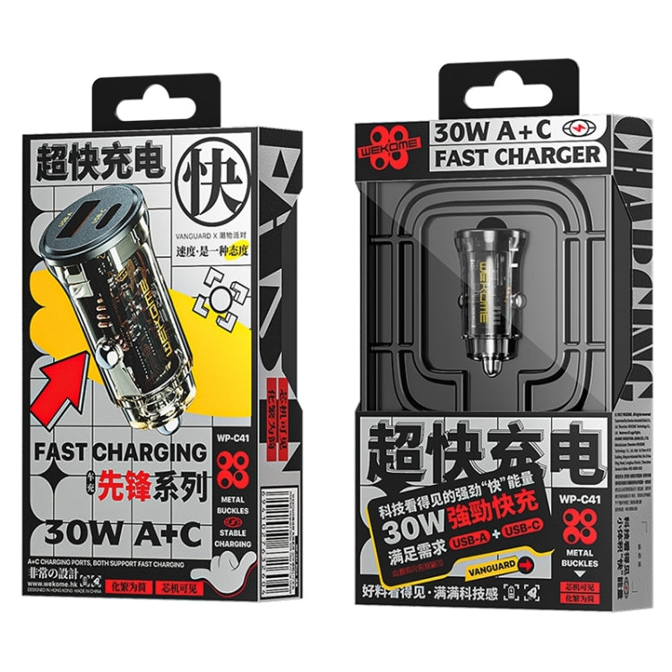 WK WP-C41 Vanguard Series 30W USB + Type-C Car Charger, WP-C41