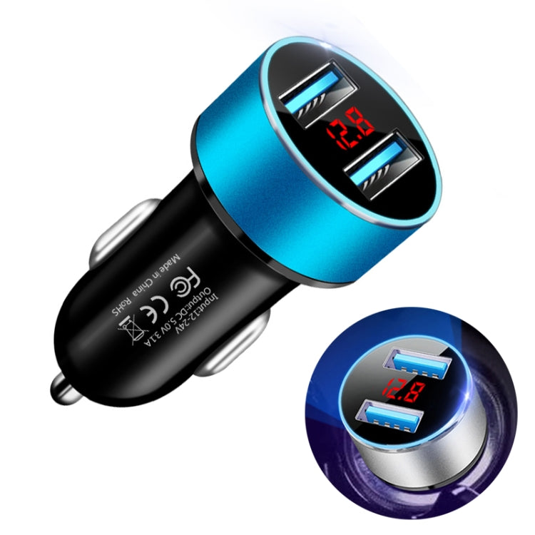 JMG-C016A 5V 3.1A Car Dual USB Charger with LED Display, JMG-C016A (Gold), JMG-C016A (Blue), JMG-C016A (Red), JMG-C016A (Silver), JMG-C016A (Black)
