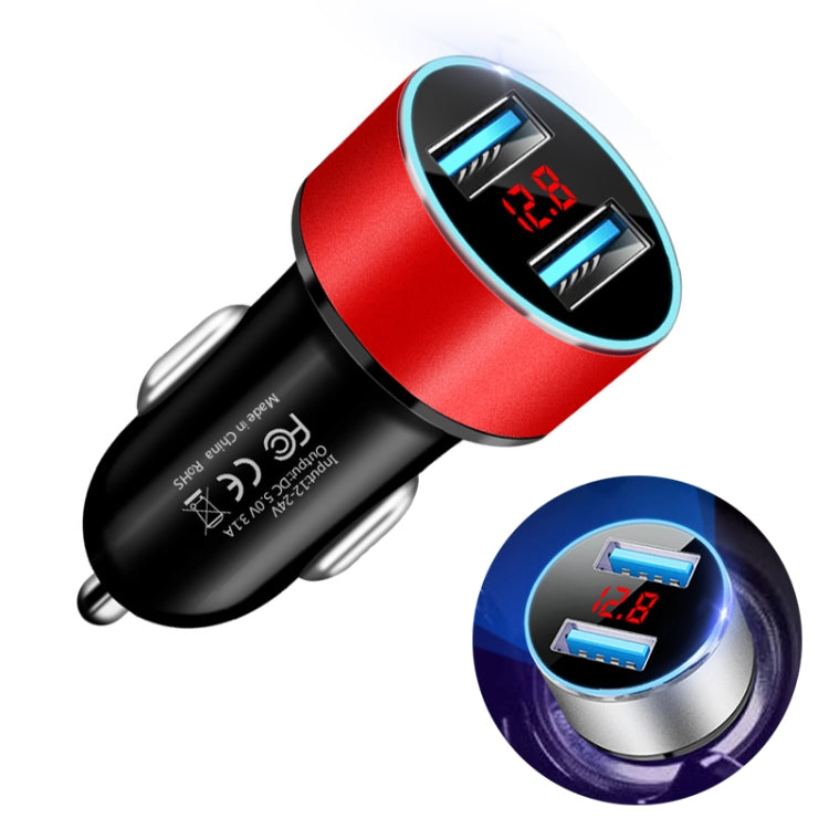 JMG-C016A 5V 3.1A Car Dual USB Charger with LED Display, JMG-C016A (Gold), JMG-C016A (Blue), JMG-C016A (Red), JMG-C016A (Silver), JMG-C016A (Black)