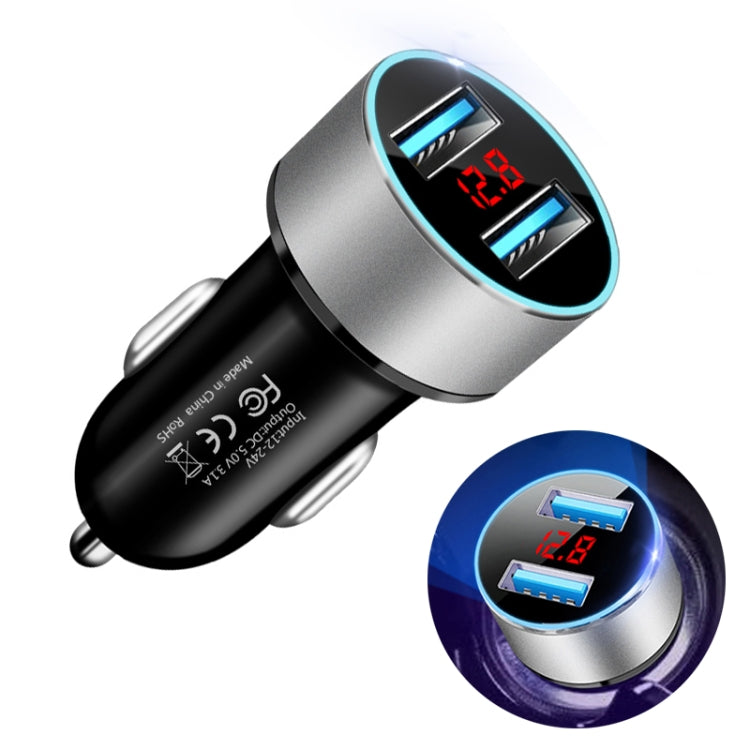 JMG-C016A 5V 3.1A Car Dual USB Charger with LED Display, JMG-C016A (Gold), JMG-C016A (Blue), JMG-C016A (Red), JMG-C016A (Silver), JMG-C016A (Black)