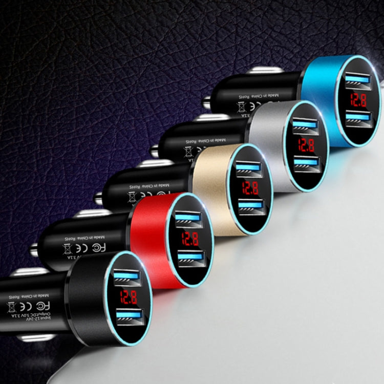 JMG-C016A 5V 3.1A Car Dual USB Charger with LED Display, JMG-C016A (Gold), JMG-C016A (Blue), JMG-C016A (Red), JMG-C016A (Silver), JMG-C016A (Black)