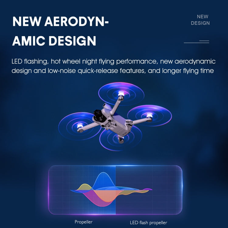 For DJI Mini 4 Pro / Mavic Mini 3 Pro STARTRC 2 Pairs Color LED Flash Lamp Low Noise Propellers, For DJI Mavic Mini 3 Pro