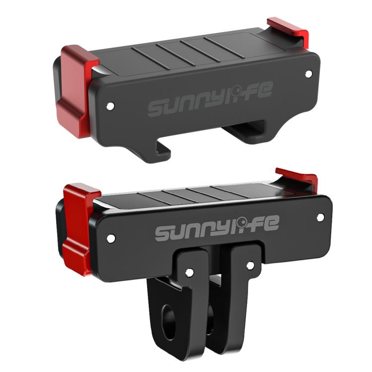 For DJI Osmo Action 5 Pro / 4 / 3 Sunnylife Foldable Magnetic Quick Release Mount + Magnetic Cold Shoe Adapter