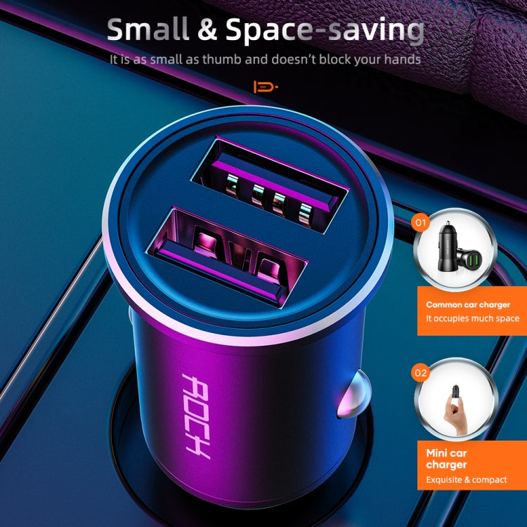 ROCK H11 4.8A 24W Mini Dual USB Car Charger, H11