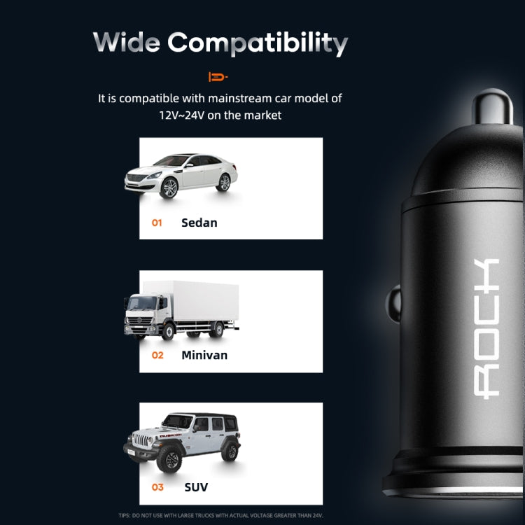 ROCK H11 4.8A 24W Mini Dual USB Car Charger, H11
