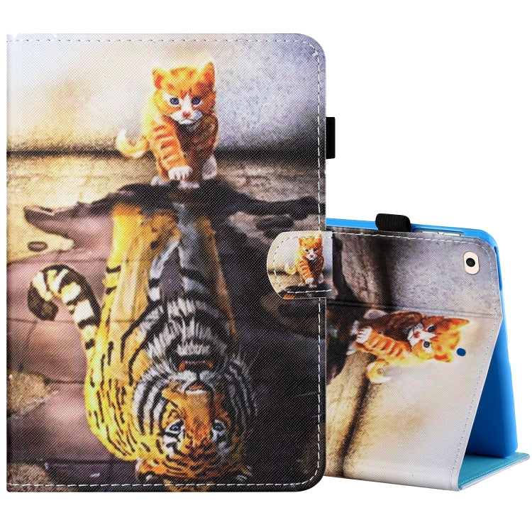 Sewing Thread Horizontal Painted Flat Leather Case with Pen Cover & Anti Skid Strip & Card Slot & Holder & Sleep / Wake-up Function