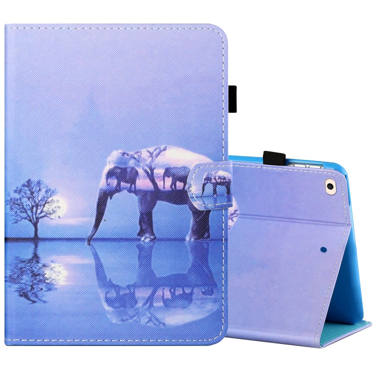 Sewing Thread Horizontal Painted Flat Leather Case with Pen Cover & Anti Skid Strip & Card Slot & Holder & Sleep / Wake-up Function