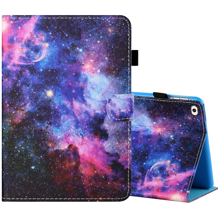 Sewing Thread Horizontal Painted Flat Leather Case with Pen Cover & Anti Skid Strip & Card Slot & Holder & Sleep / Wake-up Function