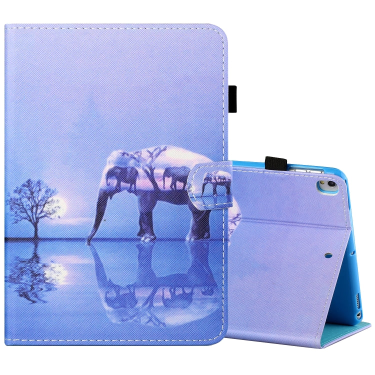 Sewing Thread Horizontal Painted Flat Leather Case with Pen Cover & Anti Skid Strip & Card Slot & Holder & Sleep / Wake-up Function