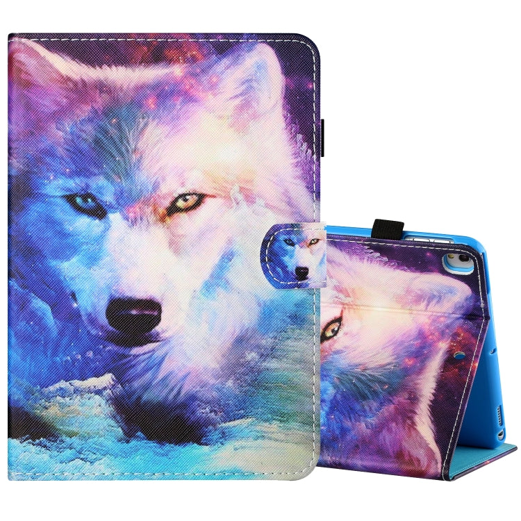 Sewing Thread Horizontal Painted Flat Leather Case with Pen Cover & Anti Skid Strip & Card Slot & Holder & Sleep / Wake-up Function