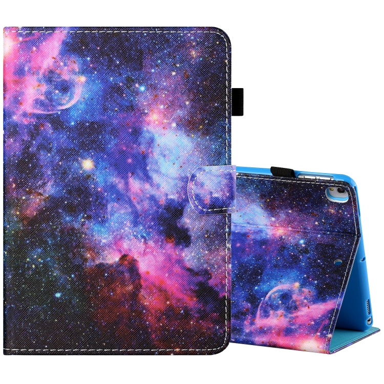 Sewing Thread Horizontal Painted Flat Leather Case with Pen Cover & Anti Skid Strip & Card Slot & Holder & Sleep / Wake-up Function