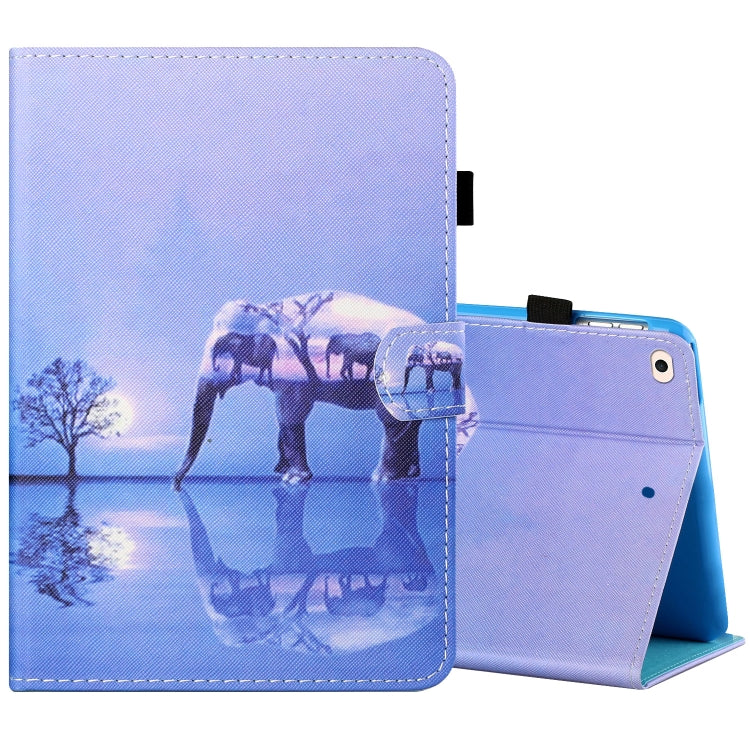 Sewing Thread Horizontal Painted Flat Leather Case with Pen Cover & Anti Skid Strip & Card Slot & Holder & Sleep / Wake-up Function