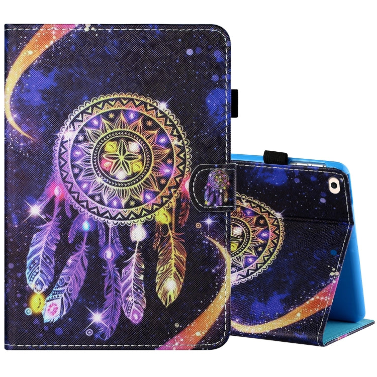 Sewing Thread Horizontal Painted Flat Leather Case with Pen Cover & Anti Skid Strip & Card Slot & Holder & Sleep / Wake-up Function
