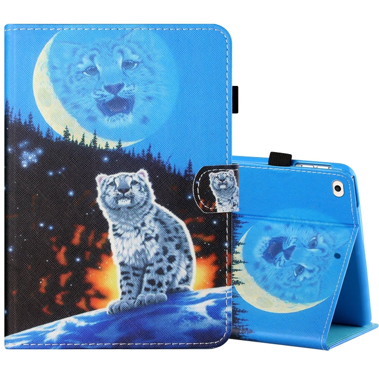 Sewing Thread Horizontal Painted Flat Leather Case with Pen Cover & Anti Skid Strip & Card Slot & Holder & Sleep / Wake-up Function