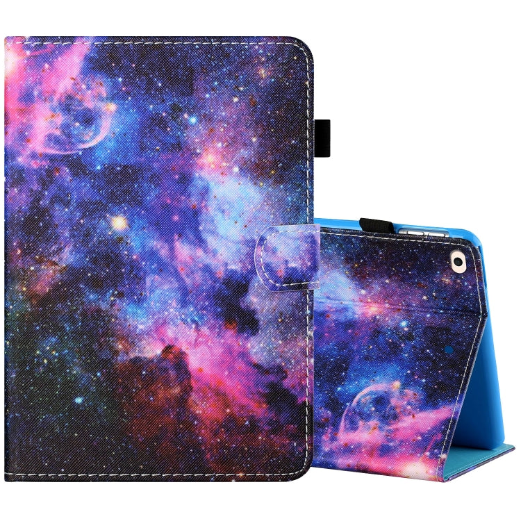 Sewing Thread Horizontal Painted Flat Leather Case with Pen Cover & Anti Skid Strip & Card Slot & Holder & Sleep / Wake-up Function