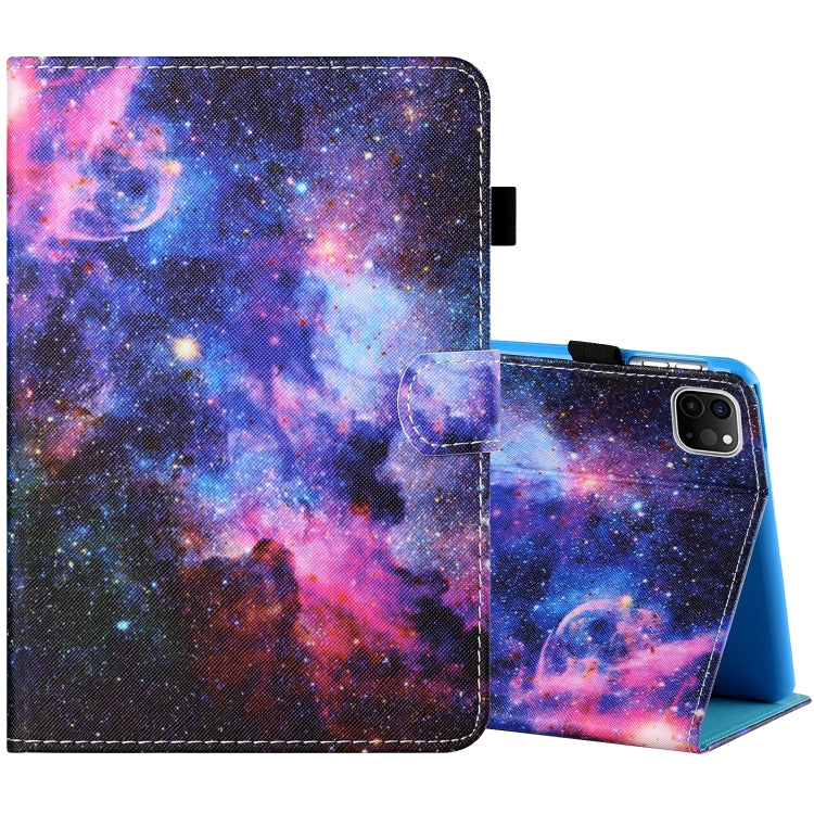 Sewing Thread Horizontal Painted Flat Leather Case with Pen Cover & Anti Skid Strip & Card Slot & Holder & Sleep / Wake-up Function, For iPad Air 2022 / 2020 10.9