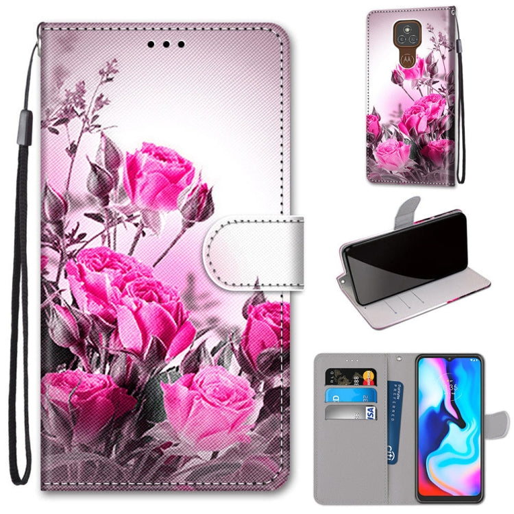 Coloured Drawing Cross Texture Horizontal Flip PU Leather Case with Holder & Card Slots & Wallet & Lanyard, For Motorola Moto E7 Plus / G9 Play / G9