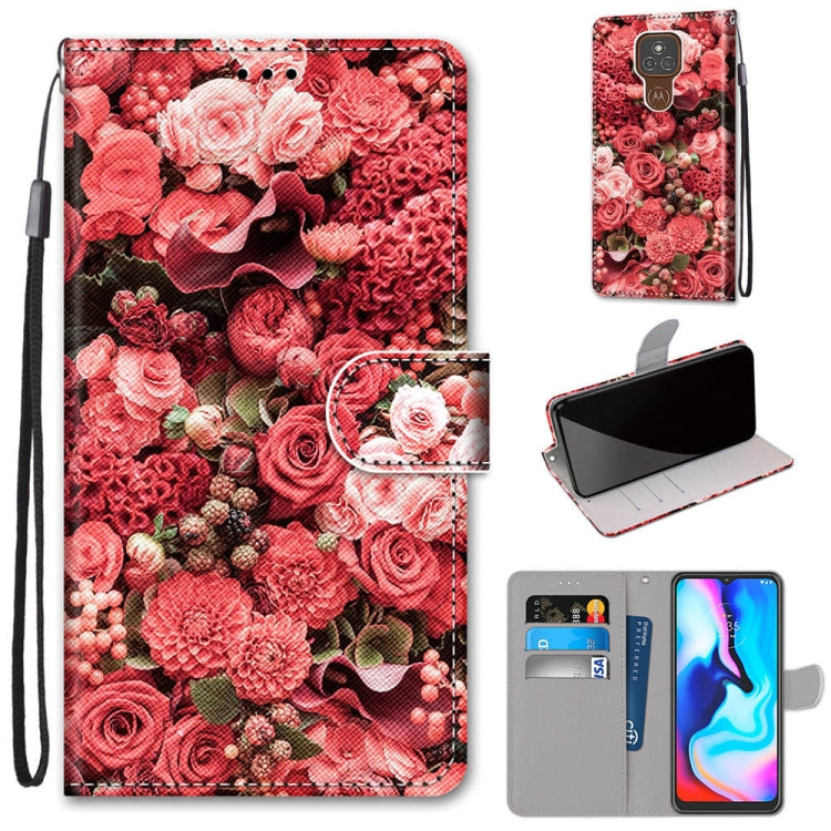 Coloured Drawing Cross Texture Horizontal Flip PU Leather Case with Holder & Card Slots & Wallet & Lanyard, For Motorola Moto E7 Plus / G9 Play / G9