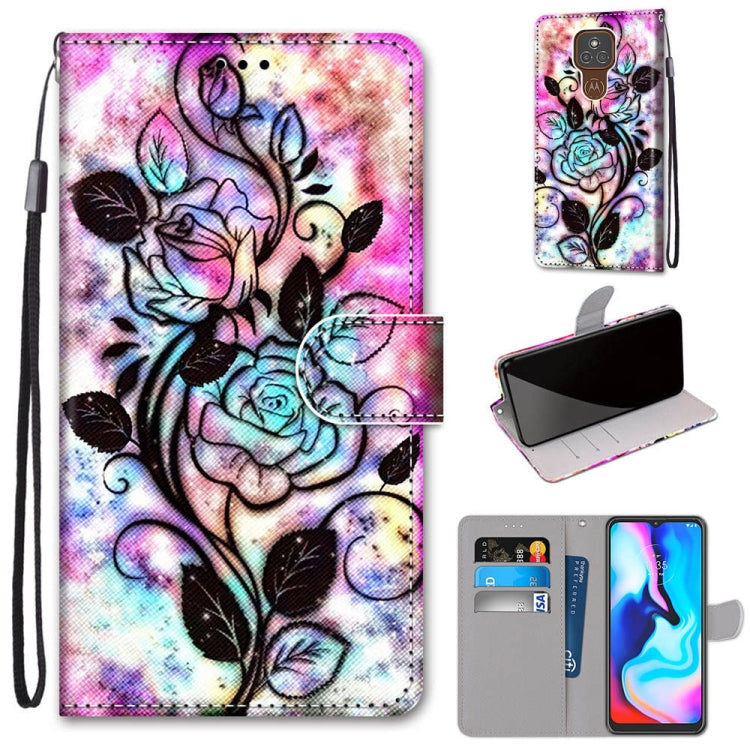 Coloured Drawing Cross Texture Horizontal Flip PU Leather Case with Holder & Card Slots & Wallet & Lanyard, For Motorola Moto E7 Plus / G9 Play / G9