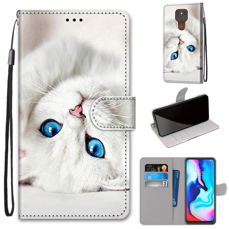 Coloured Drawing Cross Texture Horizontal Flip PU Leather Case with Holder & Card Slots & Wallet & Lanyard, For Motorola Moto E7 Plus / G9 Play / G9