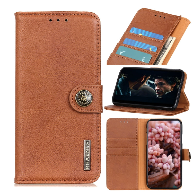 KHAZNEH Cowhide Texture Horizontal Flip Leather Case with Holder & Card Slots & Wallet, For Motorola Moto G30
