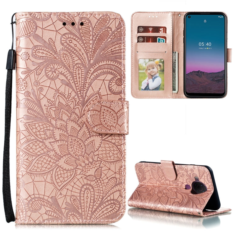 Lace Flower Embossing Pattern Horizontal Flip Leather Case with Holder & Card Slots & Wallet & Photo Frame, For Nokia 5.4, For Nokia 8.3 5G