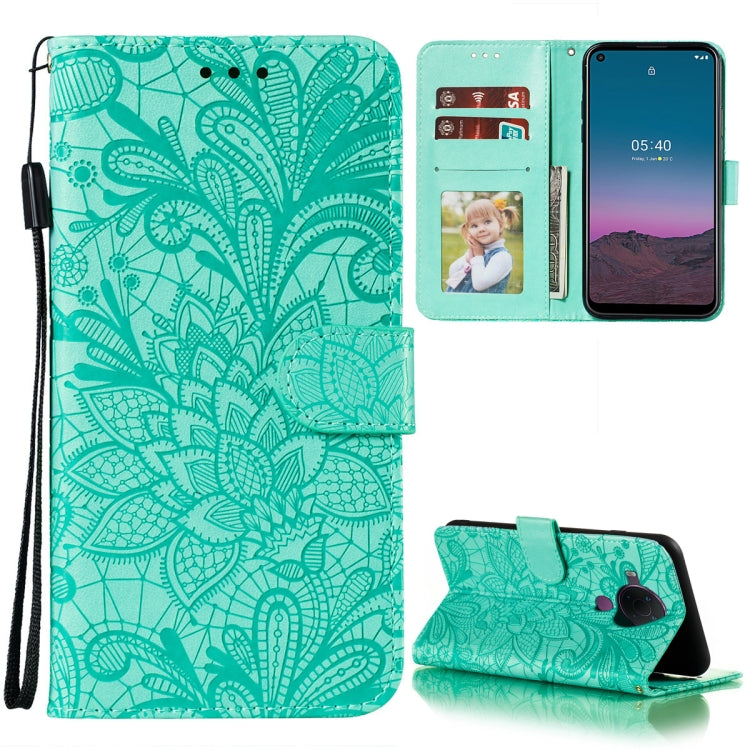 Lace Flower Embossing Pattern Horizontal Flip Leather Case with Holder & Card Slots & Wallet & Photo Frame, For Nokia 5.4, For Nokia 8.3 5G