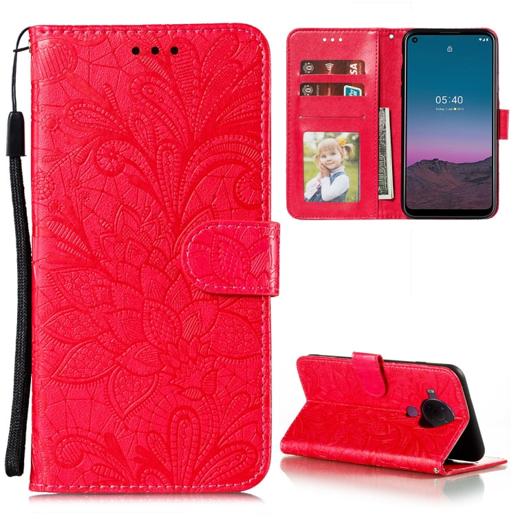 Lace Flower Embossing Pattern Horizontal Flip Leather Case with Holder & Card Slots & Wallet & Photo Frame, For Nokia 5.4, For Nokia 8.3 5G