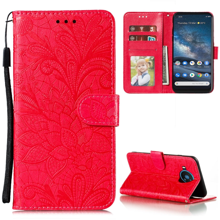Lace Flower Embossing Pattern Horizontal Flip Leather Case with Holder & Card Slots & Wallet & Photo Frame, For Nokia 5.4, For Nokia 8.3 5G