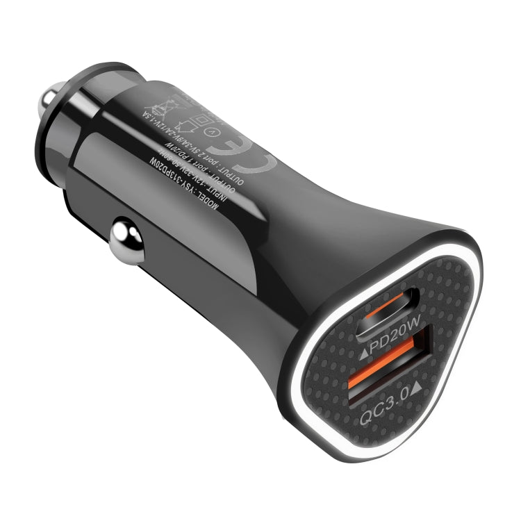 YSY-313PD30W QC3.0 USB + PD 30W USB-C / Type-C Triangle Dual Ports Fast Charging Car Charger, Car Charger