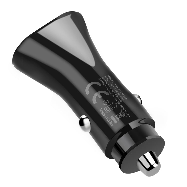 YSY-313PD30W QC3.0 USB + PD 30W USB-C / Type-C Triangle Dual Ports Fast Charging Car Charger, Car Charger
