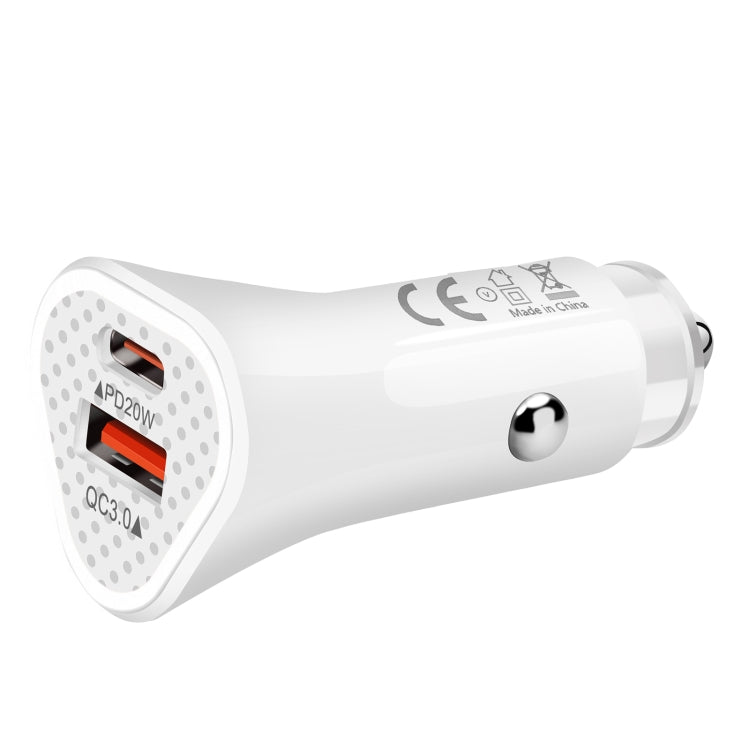 YSY-313PD30W QC3.0 USB + PD 30W USB-C / Type-C Triangle Dual Ports Fast Charging Car Charger, Car Charger