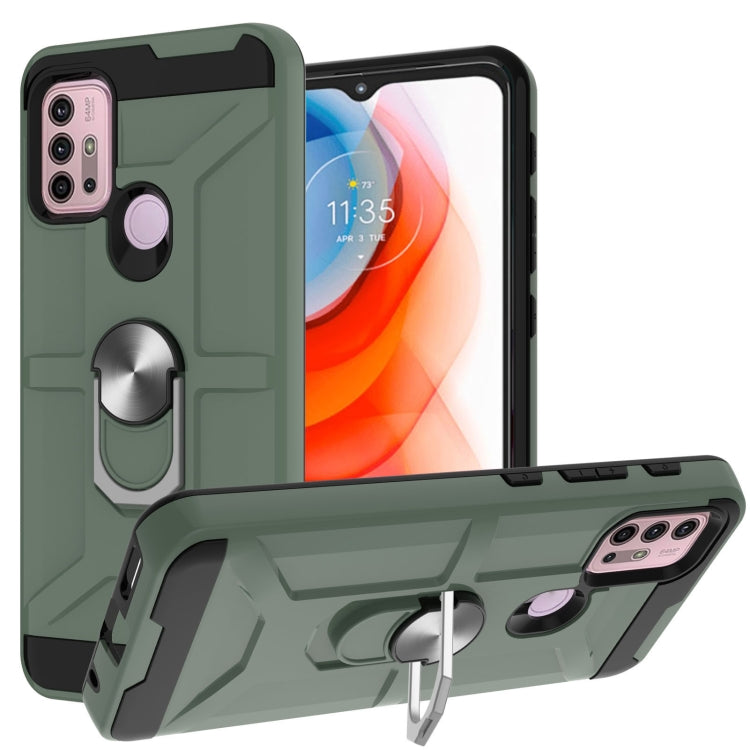 War-god Armor TPU + PC Shockproof Magnetic Protective Case with Ring Holder, For Motorola Moto G10 / G30