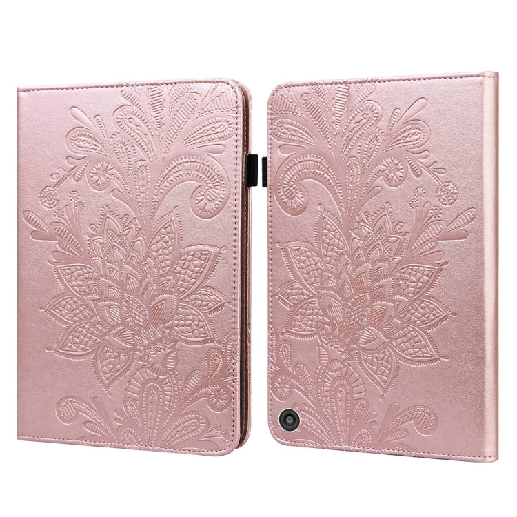 Lace Flower Embossing Pattern Horizontal Flip Leather Case with Holder & Card Slots & Wallet & Photo Frame & Sleep / Wake-up Function, For Amazon Kindle Fire HD 8 2020 / HD 8 Plus 2020, For Amazon Kindle Fire HD 10 2019 / 2018 / 2017 / 2016