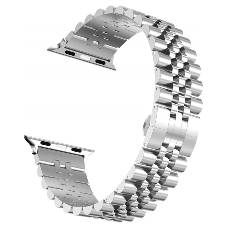 Women Five Beads Stainless Steel Replacement Watchband Width: 20mm For Apple Watch Series, 7 45mm / 6 & SE & 5 & 4 44mm / 3 & 2 & 1 42mm, 7 41mm / 6 & SE & 5 & 4 40mm / 3 & 2 & 1 38mm