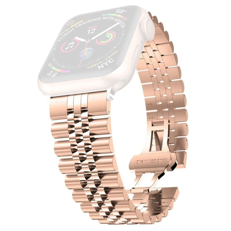 Women Five Beads Stainless Steel Replacement Watchband Width: 20mm For Apple Watch Series, 7 45mm / 6 & SE & 5 & 4 44mm / 3 & 2 & 1 42mm, 7 41mm / 6 & SE & 5 & 4 40mm / 3 & 2 & 1 38mm