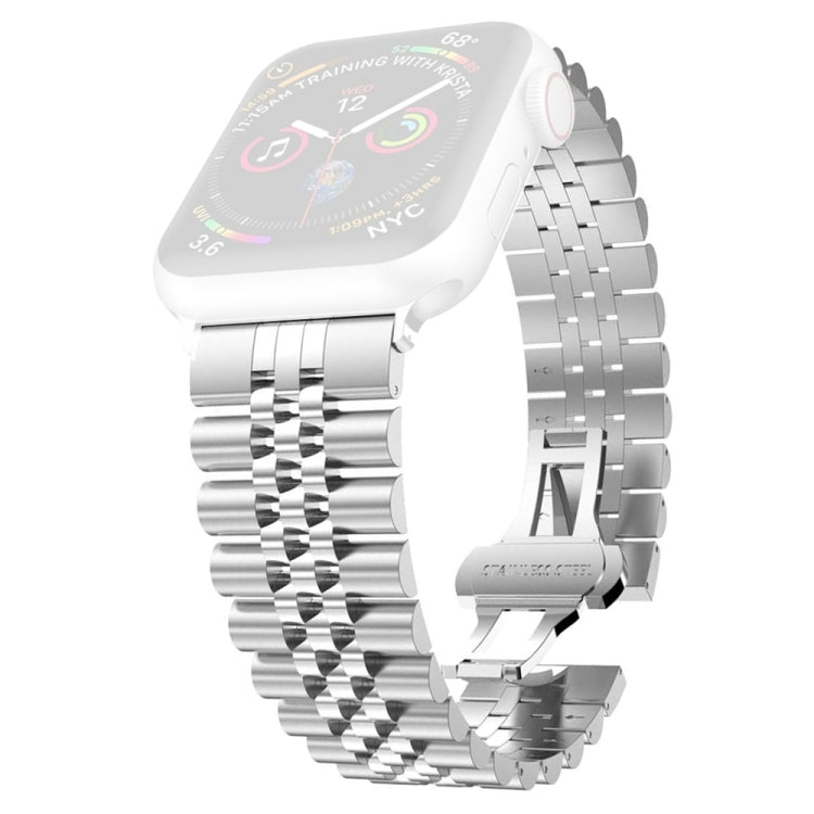 Women Five Beads Stainless Steel Replacement Watchband Width: 20mm For Apple Watch Series, 7 45mm / 6 & SE & 5 & 4 44mm / 3 & 2 & 1 42mm, 7 41mm / 6 & SE & 5 & 4 40mm / 3 & 2 & 1 38mm
