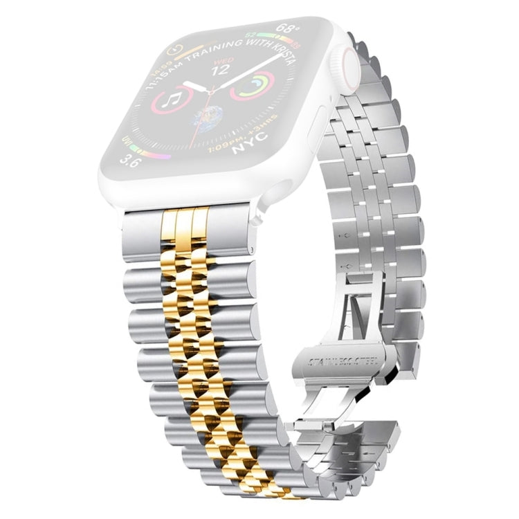 Women Five Beads Stainless Steel Replacement Watchband Width: 20mm For Apple Watch Series, 7 45mm / 6 & SE & 5 & 4 44mm / 3 & 2 & 1 42mm, 7 41mm / 6 & SE & 5 & 4 40mm / 3 & 2 & 1 38mm