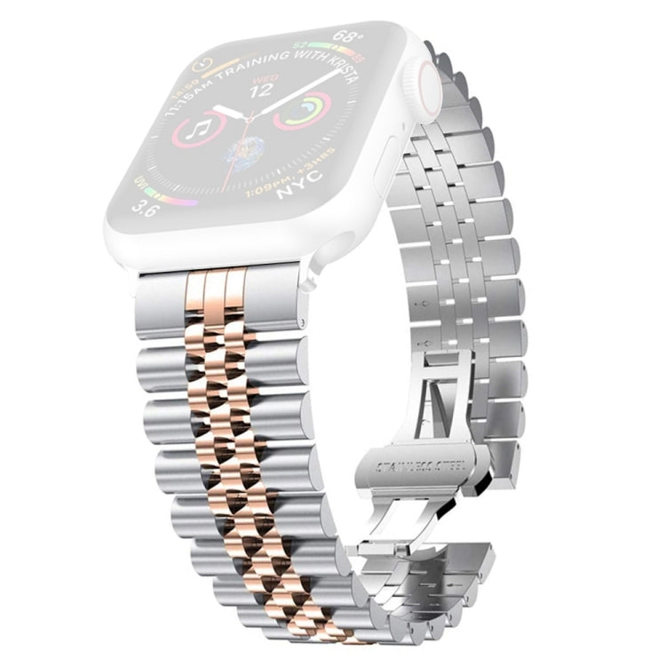Women Five Beads Stainless Steel Replacement Watchband Width: 20mm For Apple Watch Series, 7 45mm / 6 & SE & 5 & 4 44mm / 3 & 2 & 1 42mm, 7 41mm / 6 & SE & 5 & 4 40mm / 3 & 2 & 1 38mm