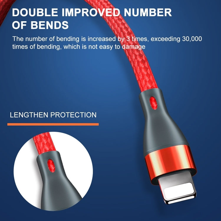 ADC-001 3A USB to 8 Pin Weave Fast Charging Data Cable, 1m 8 Pin