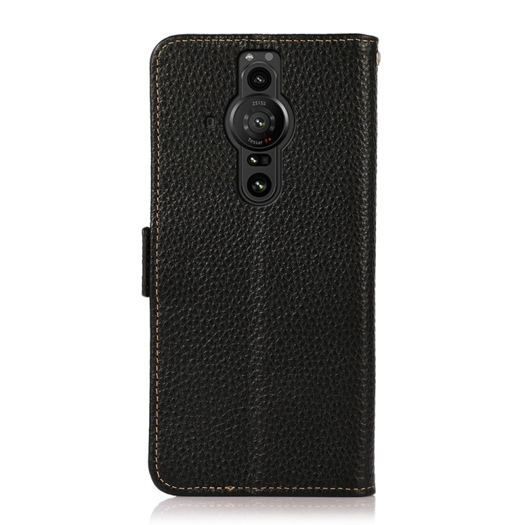 KHAZNEH Side-Magnetic Litchi Genuine Leather RFID Case