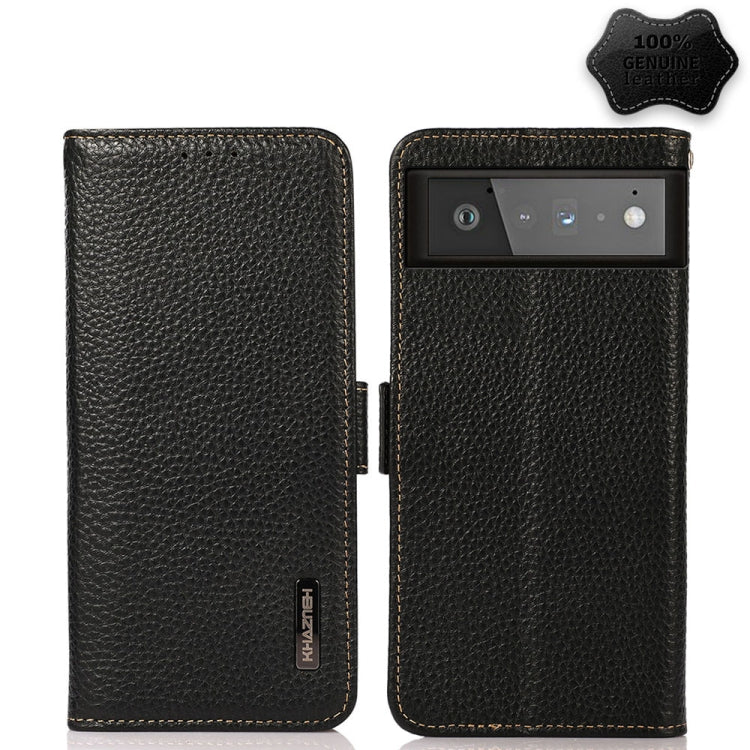 KHAZNEH Side-Magnetic Litchi Genuine Leather RFID Case