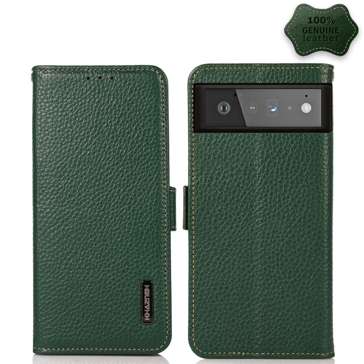 KHAZNEH Side-Magnetic Litchi Genuine Leather RFID Case