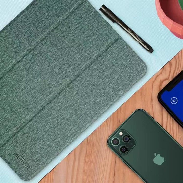 Mutural Exquisite Series Cloth Texture PU+TPU Leather Case with 3-Fold Holder & Pen Slot & Sleep & Wake-up Function, For iPad Mini 5 / 4, For iPad 9.7, For iPad Pro 10.5