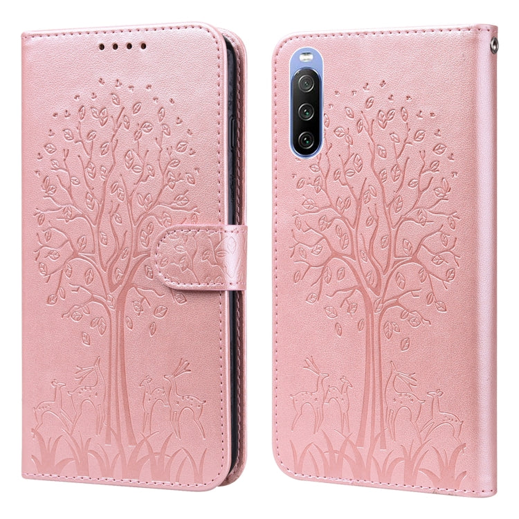 Tree & Deer Pattern Pressed Flip Leather Phone Case, For Nokia 3.4 / 5.4, For Nokia G20 / G10 / 6.3, For Sony Xperia 10 III, For Xiaomi Redmi 9T / 9 Power, For Xiaomi Redmi 10