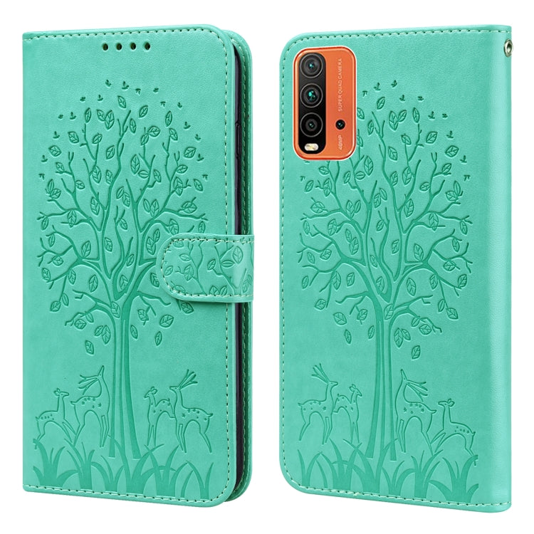 Tree & Deer Pattern Pressed Flip Leather Phone Case, For Nokia 3.4 / 5.4, For Nokia G20 / G10 / 6.3, For Sony Xperia 10 III, For Xiaomi Redmi 9T / 9 Power, For Xiaomi Redmi 10
